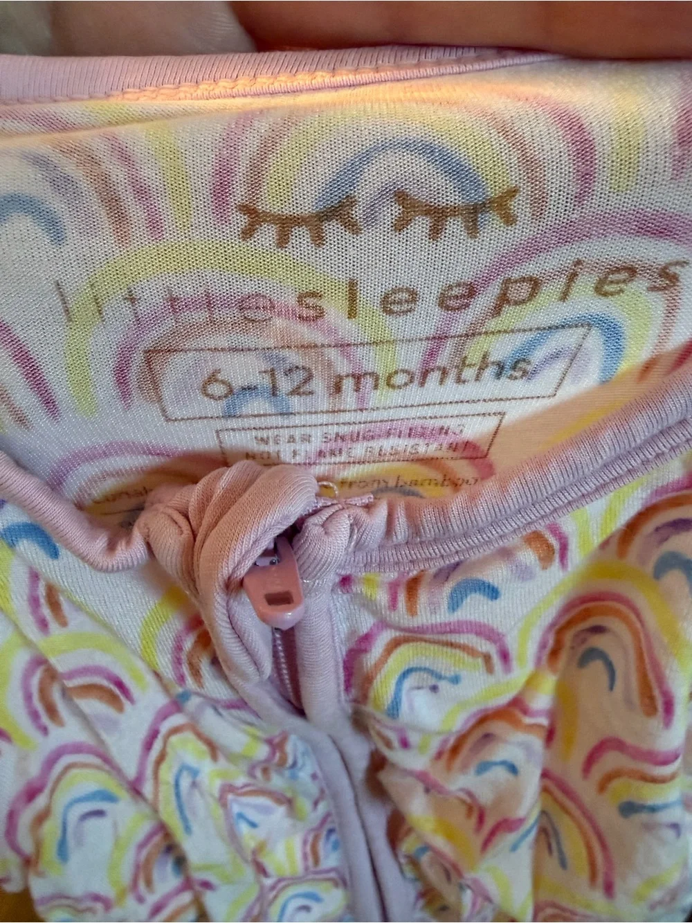 Little Sleepies Rainbow Print Footed One-Piece - Pink